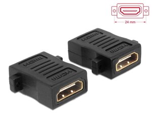 Перехідник моніторний Lucom HDMI F/F (адаптер) прямий з кріпленням L=28mm чорний (62.01.3193)