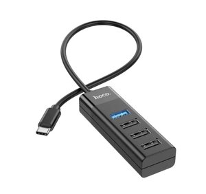 USB hub Hoco HB25 на 4 USB порті Type-C to USB чорний до 1Tb