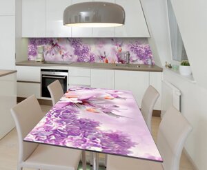 Наліпка 3Д вінілова на стіл Zatarga «3Д Сирень» 600х1200 мм для будинків, квартир, столів, кофеєнь, кафе