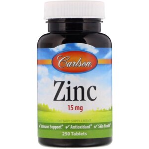 Мікроелемент Цинк Carlson Labs Zinc 15 mg 250 Tabs CAR-05312