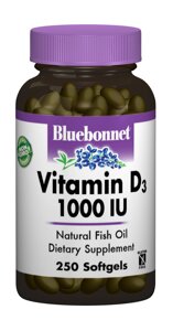 Вітамін D3 1000IU Bluebonnet Nutrition 250 желатинових капсул