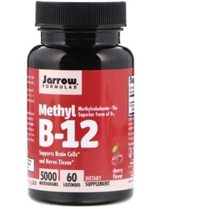 Метілкобаламін Jarrow Formulas Methyl B-12 5000 mcg 60 Lozenges Cherry Flavor JRW-18004