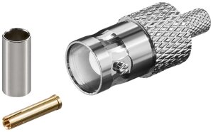 Гніздо Goobay FreeEnd-BNC/50ohm /F конектор обжимний RG58/U Gold металік (75.01.1357)