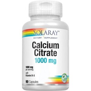 Мікроелемент Кальцій Solaray Calcium Citrate with Vitamin D-3 1000 mg 90 Caps SOR-04583