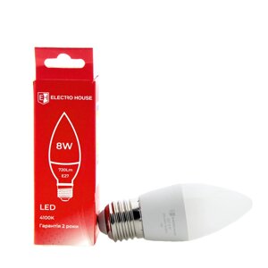 LED лампа свічка E27 8 Вт 4100К в Дніпропетровській області от компании интернет-магазин "БЫТПРОМТОРГ"