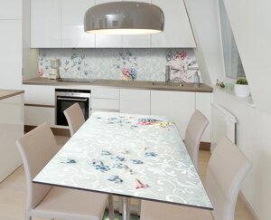 Наклейка 3Д вінілова на стіл Zatarga «Гіацинти на блюді» 600х1200 мм для будинків, квартир, столів, кав'ярень, кафе