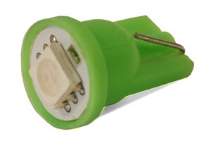 Світлодіодна лампа AllLight T10 1 діод 5050 W2,1x9,5d 12V 0,45w GREEN