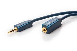 Кабель аудіо-подовжувач ClickTronic Jack 3.5mm 3pin M/F 3.0m Casual D=3.9mm 42xWires AUX синій (75.07.0488)