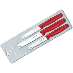 Набір кухонних овочевих ножів Victorinox Paring Set 3 шт Червоний (5.1111.3)