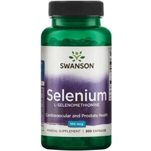 Комплекс Селен і Молібден Swanson Selenium L-Selenomethionine 100 mcg 200 Caps SWA-01235