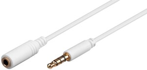 Кабель аудіо-подовжувач Lucom Jack 3.5mm 4pin M/F  2.0m 1:1 AWG28 AUX Gold Cu білий (25.02.5071) в Дніпропетровській області от компании интернет-магазин "БЫТПРОМТОРГ"