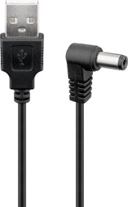 Кабель Lucom USB2.0 A-Jack DC M/M 1.5m 5.5x2.5mm Power 90° Cu Чорний (25.02.5247)