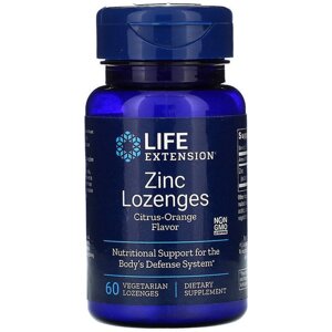 Мікроелемент Цинк Life Extension Zinc Lozenges 60 Veg Lozenges Citrus-Orange Flavor LEX-15616