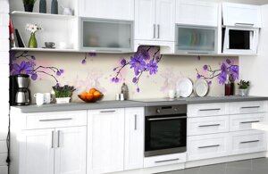 Скинали на кухню Zatarga «Фіолетовий рай» 600х2500 мм вінілова 3Д Наліпка кухонний фартух самоклеюча