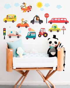 Інтер'єрні наклейки в дитячу на стіни та меблі "Машинки"