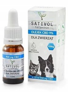 Масло КБД CBD oil для тварин 9% Sativol Full Spectrum Польща
