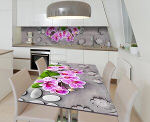 Наліпка 3Д виниловая на стол Zatarga «Орхидеи в ловушке» 600х1200 мм для домов, квартир, столов, кофейн, кафе