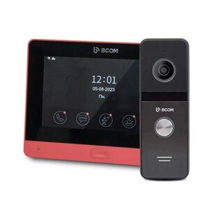 Комплект Wi-Fi відеодомофонa BCOM BD-760FHD/T Red з підтримкою Tuya Smart і BT-400FHD Black