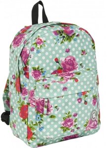Легкий жіночий рюкзак з квітами Paso 17-780M 13L Зелений горошок з квітами