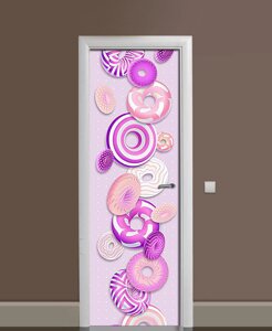 Наліпка на двері Zatarga «Бузкові пончики» 650х2000 мм вінілова 3Д Наліпка декор самоклеюча