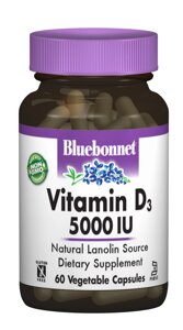 Вітамін D3 5000IU Bluebonnet Nutrition 60 гелевих капсул