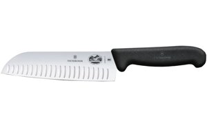 Ніж кухонний Victorinox Fibrox Santoku 170 мм рифлений Чорний (5.2523.17)