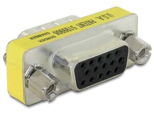 Перехідник моніторний Lucom VGA HD15 F/F адаптер 1:1 Nickel срібний (62.09.8222)