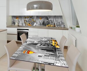 Наклейка 3Д вінілова на стіл Zatarga «Повітряна куля Таксі» 600х1200 мм для будинків, квартир, столів,