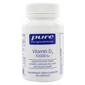 Вітамін D Pure Encapsulations Vitamin D3 10,000 UI 120 Caps PE-01195