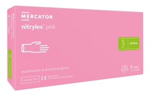 Рукавички нітрилові Mercator Medical Nitrylex Pink S Рожеві 100 шт (00-00000034)