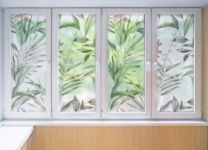 Матова плівка на скло " Фінікова пальма" (вікна, перегородки) від сусідів і сторонніх очей, роздільник простору