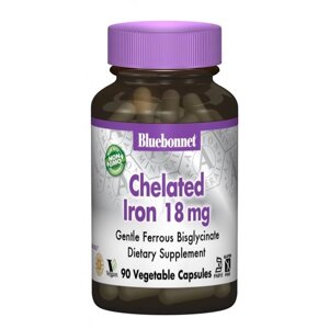 Мікроелемент Залізо Bluebonnet Nutrition Albion Chelated Iron 18 mg 90 Caps