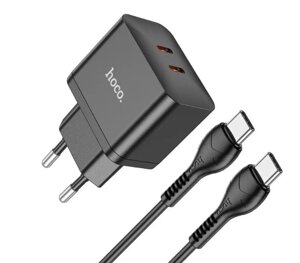 Зарядний пристрій з швидкою зарядкою + кабель USB Type-C Hoco N29 (2 Type-C) на 35W чорний в Дніпропетровській області от компании интернет-магазин "БЫТПРОМТОРГ"