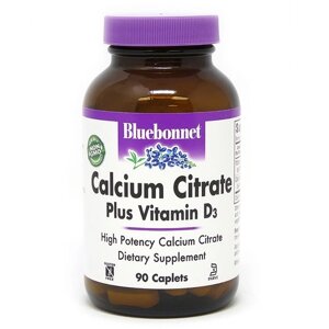 Мікроелемент Кальцій Bluebonnet Nutrition Calcium Citrate Plus Vitamin D3 90 Caplets BLB0710