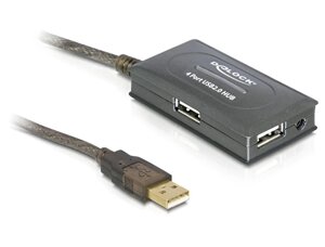 Подовжувач пристроїв активн Delock USB2.0 A M/F (Active) 10.0m 4xPort HUB вбудований асфальт (70.08.2748) в Дніпропетровській області от компании интернет-магазин "БЫТПРОМТОРГ"