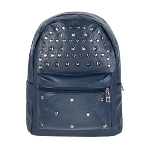 Рюкзак міський BackPack Заклепки Rivets Кожзам 30х23х12 см Синій (22471)