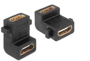 Перехідник моніторний Lucom HDMI F/F (адаптер) 90°вниз з кріпленням 4K@60Hz чорний (62.09.8226)