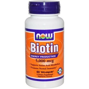 Біотин NOW Foods Biotin 5000 mcg 60 Veg Caps