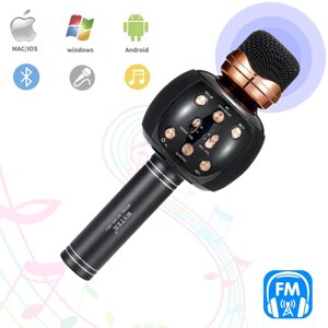 Караоке мікрофон з колонкою та FM радіо бездротовий вокальний портативний Bluetooth Wster Karaoke WS-2911 Чорний