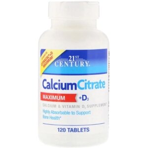 Мікроелемент Кальцій 21st Century Calcium Citrate Maximum + D3 120 Tabs CEN-27493