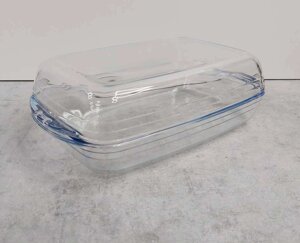 Каструля скляна 5,2 л (2.6 л + 2.6 л) прямокутна з кришкою Pyrex 555A000