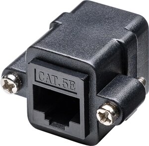 Перехідник мережевий Goobay RJ45 UTP5e F/F адаптер монтажний 8P8C Gold чорний (75.07.2361)