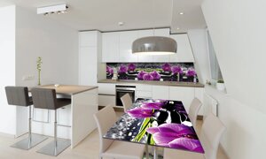 Наклейка 3Д вінілова на стіл Zatarga «Фіолетові орхідеї» 600х1200 мм для будинків, квартир, столів,