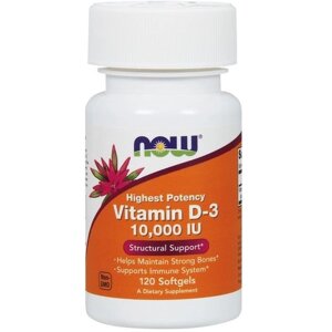 Вітамін D NOW Foods Vitamin D-3 10,000 IU 120 Softgels