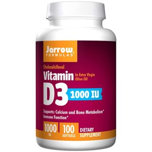 Вітамін D3 (Холекальциферол), 1000 МО, Jarrow Formulas, 100 гелевих капсул