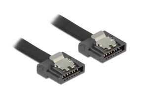 Кабель накопичувача Delock SATA 7p M/M 0.3m прямий 6Gbps UltraFLEXI Latch чорний (70.08.3840)