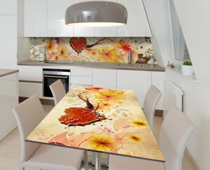 Наліпка 3Д виниловая на стол Zatarga «Кофейное сердце» 600х1200 мм для домов, квартир, столов, кофейн, кафе