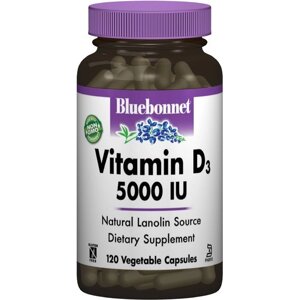 Вітамін D Bluebonnet Nutrition Vitamin D3 5000 IU 120 Veg Caps BLB0369