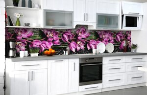 Вінілова Наліпка кухонний фартух Zatarga "Фіолетові Орхідеї" 600х2000 мм