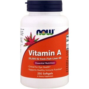 Вітамін A NOW Foods Vitamin A 25,000 IU 250 Softgels